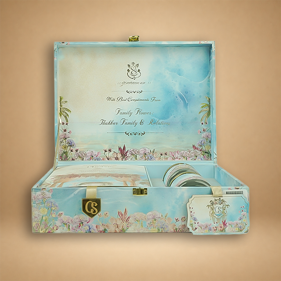 Blue Premium Bride Groom Luxury Invitation Box - KNLW202551