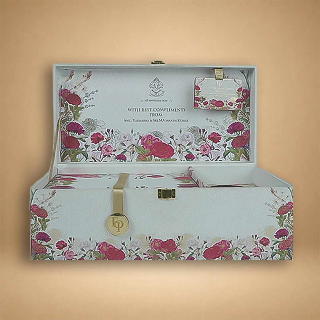 White Premium Rose Floral Luxury Invitation Box - KNLW202536