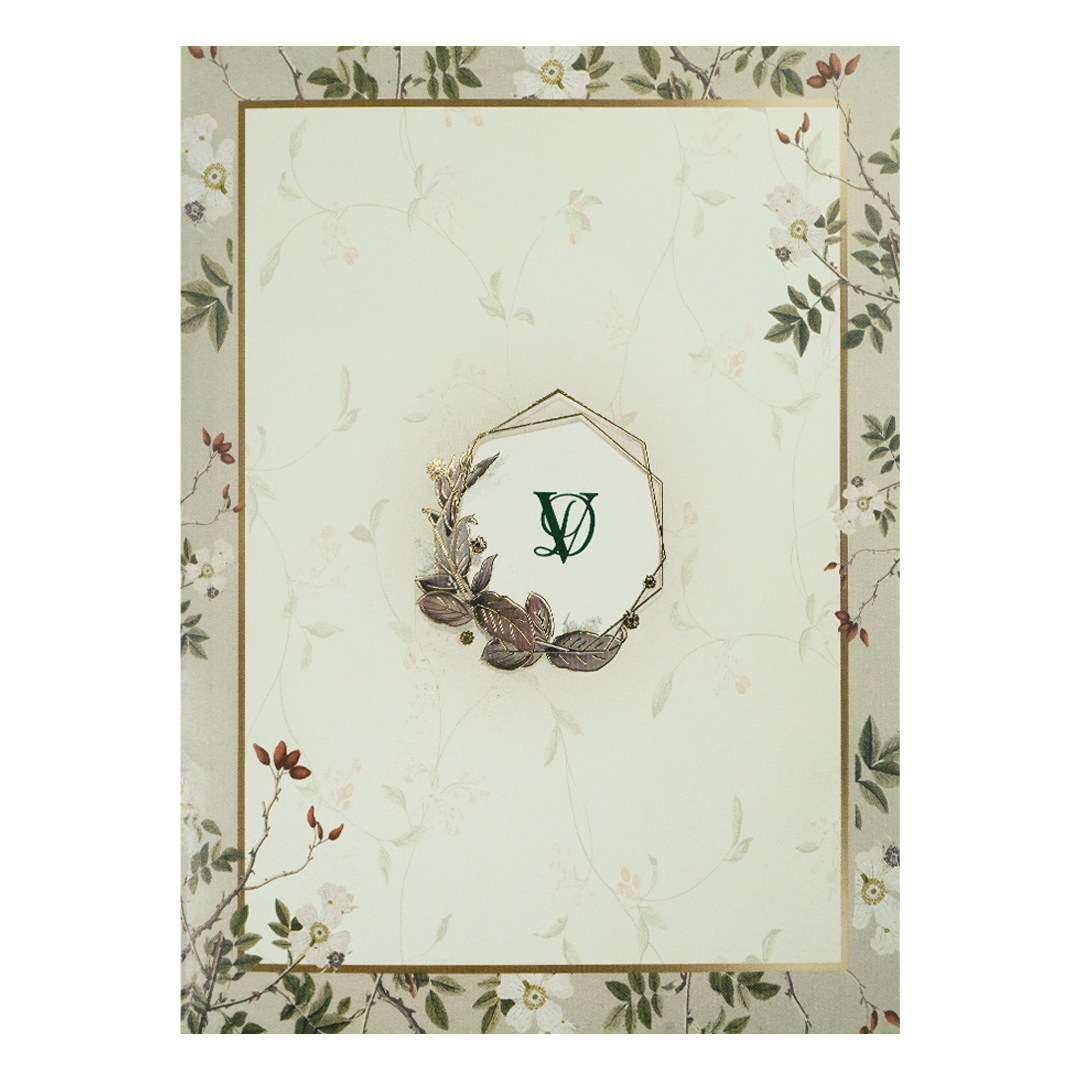 Grey Floral Monogram Wedding Card-KNTY6817