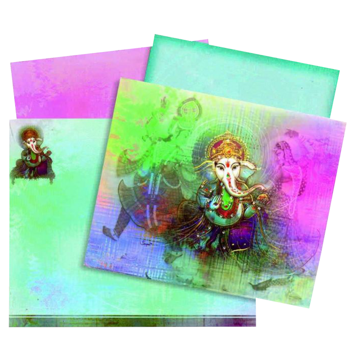 Invitation Card - Sparkling Multicolor Ganesha Wedding Card - KNKZ0421-King of Cards