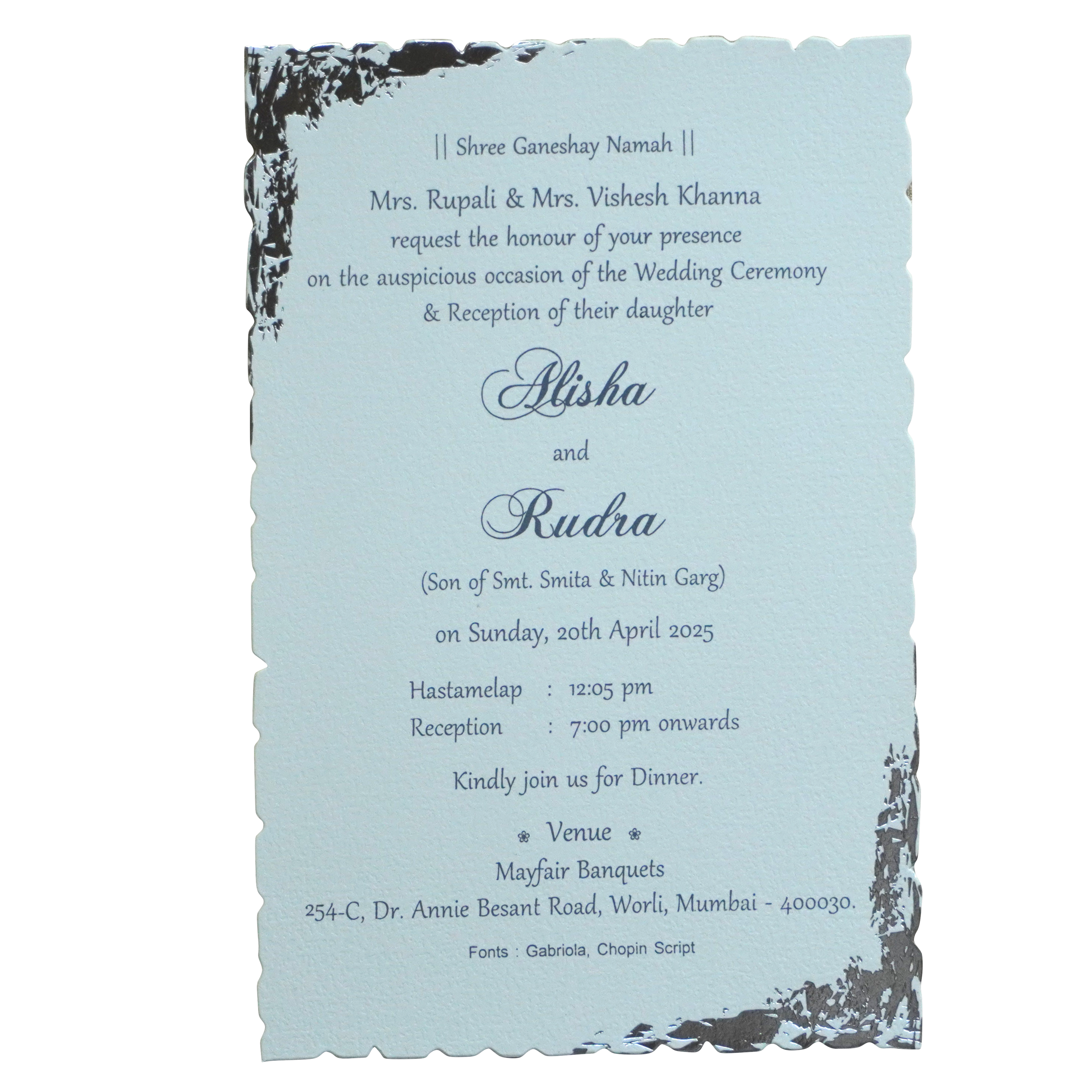 Cream White Single Sheet Invitation-KRCS7061