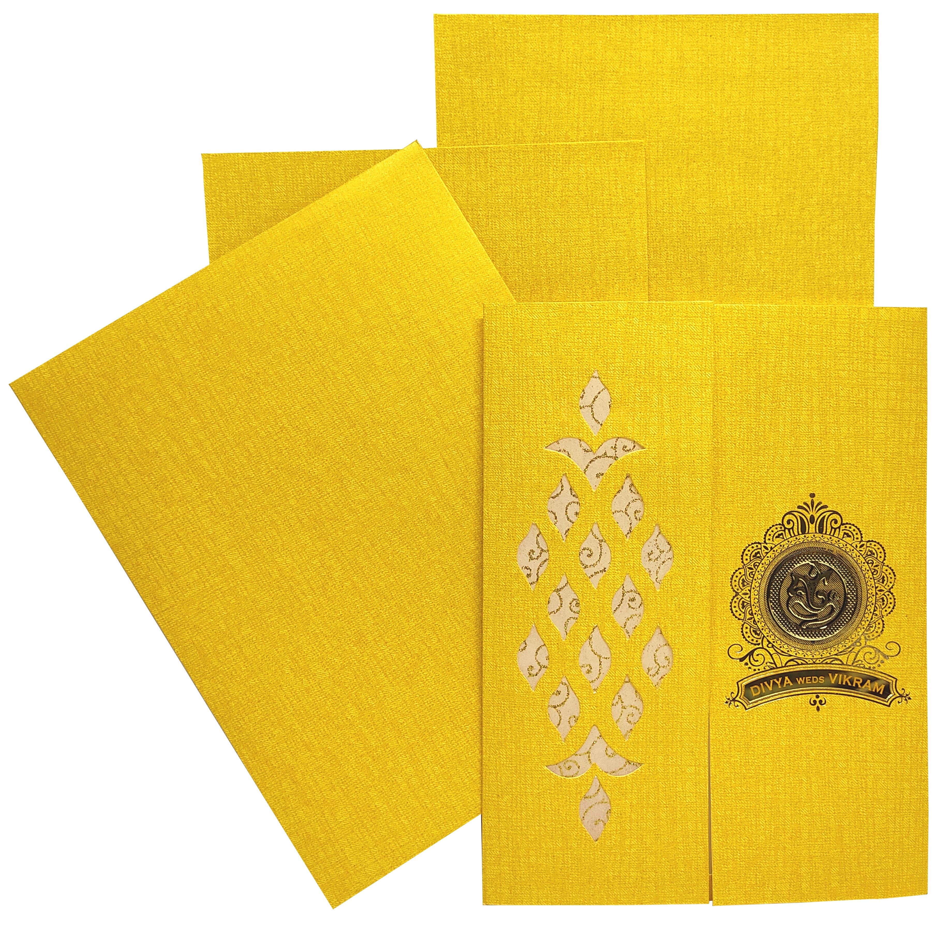 Gold Metallic Door Type Die Cut Floral Design-KNK50290