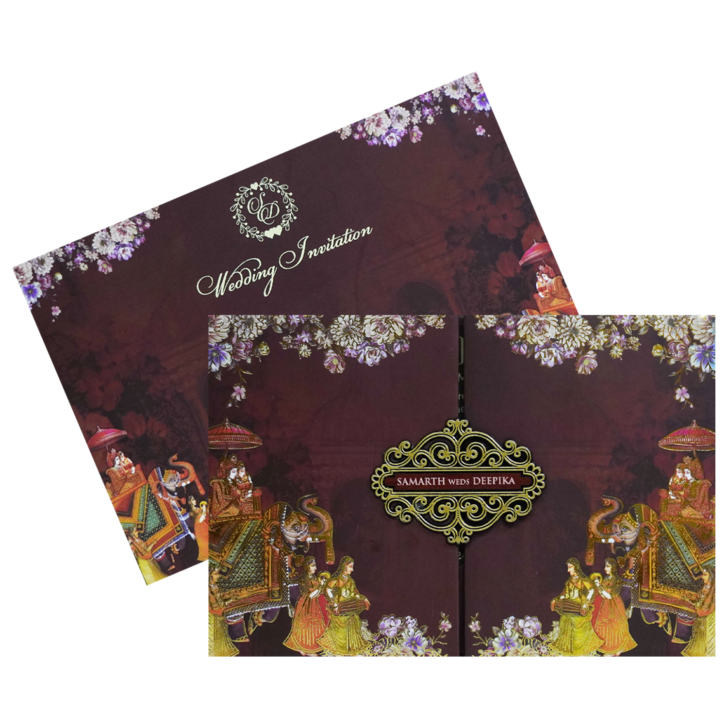 Chocolate Brown Floral Invitation-King of Cards