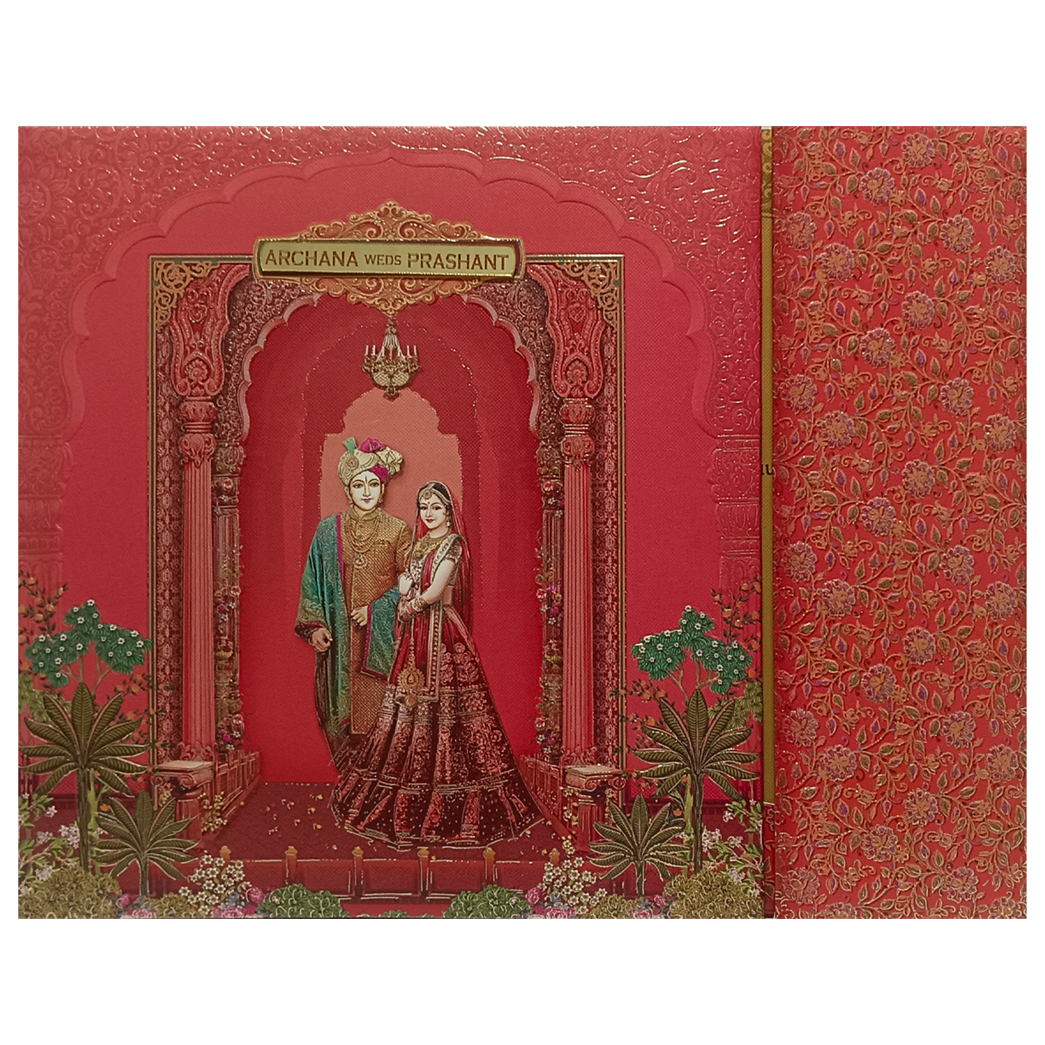 Red Padded Wedding Card-King of Cards