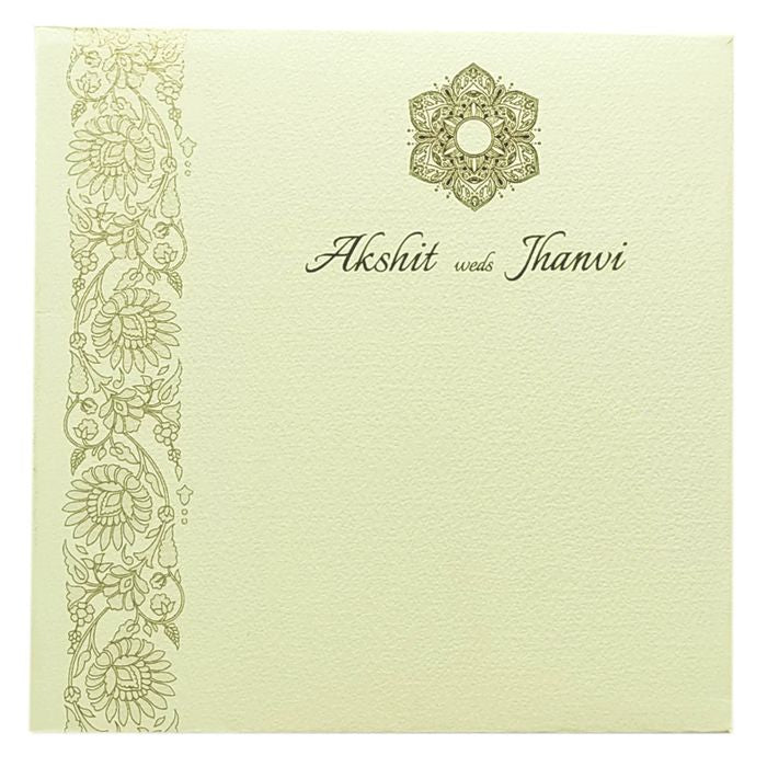 White Floral Padded Invitation Card-King of Cards