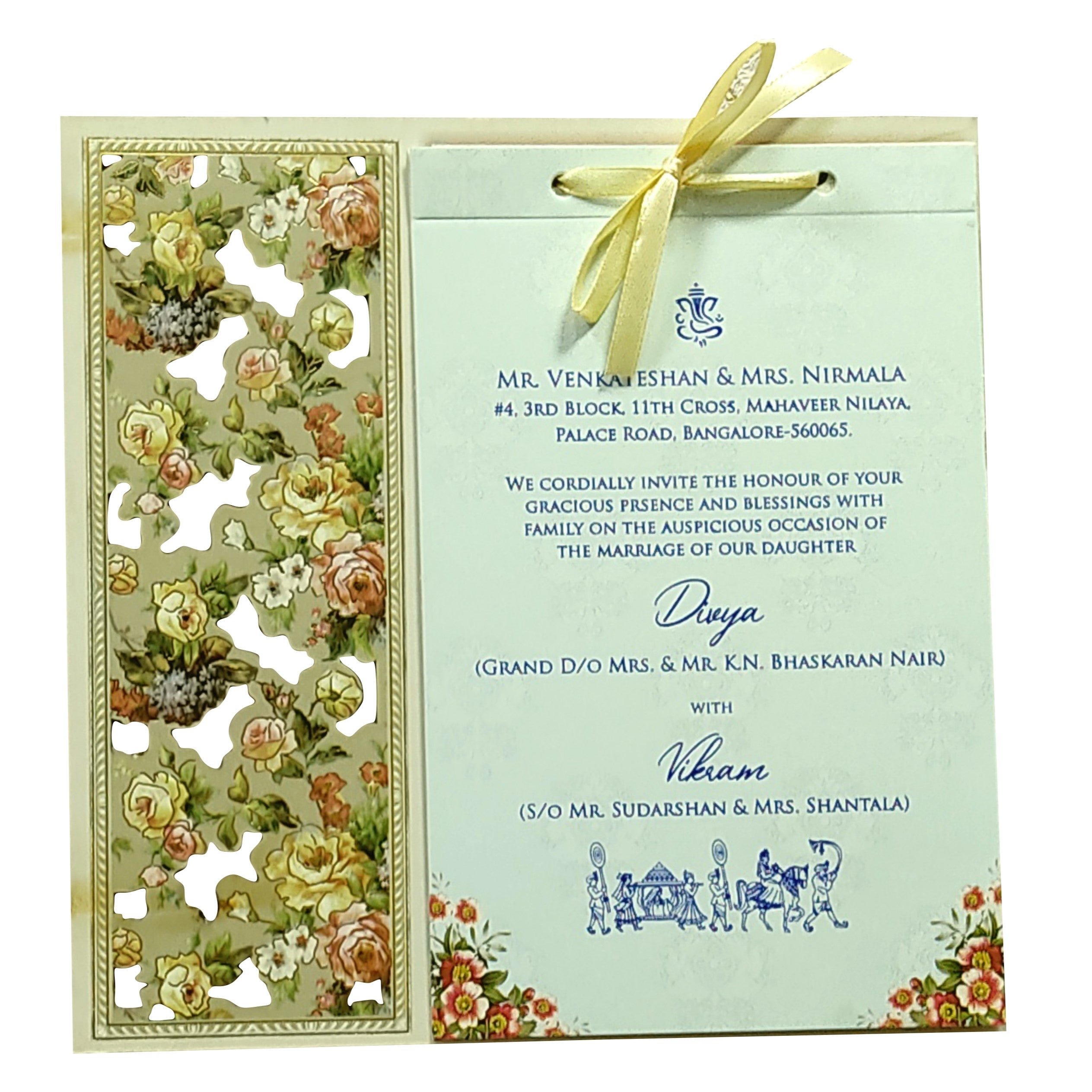 Green Laser Cut Mdf Invitation Card-KNKA8066