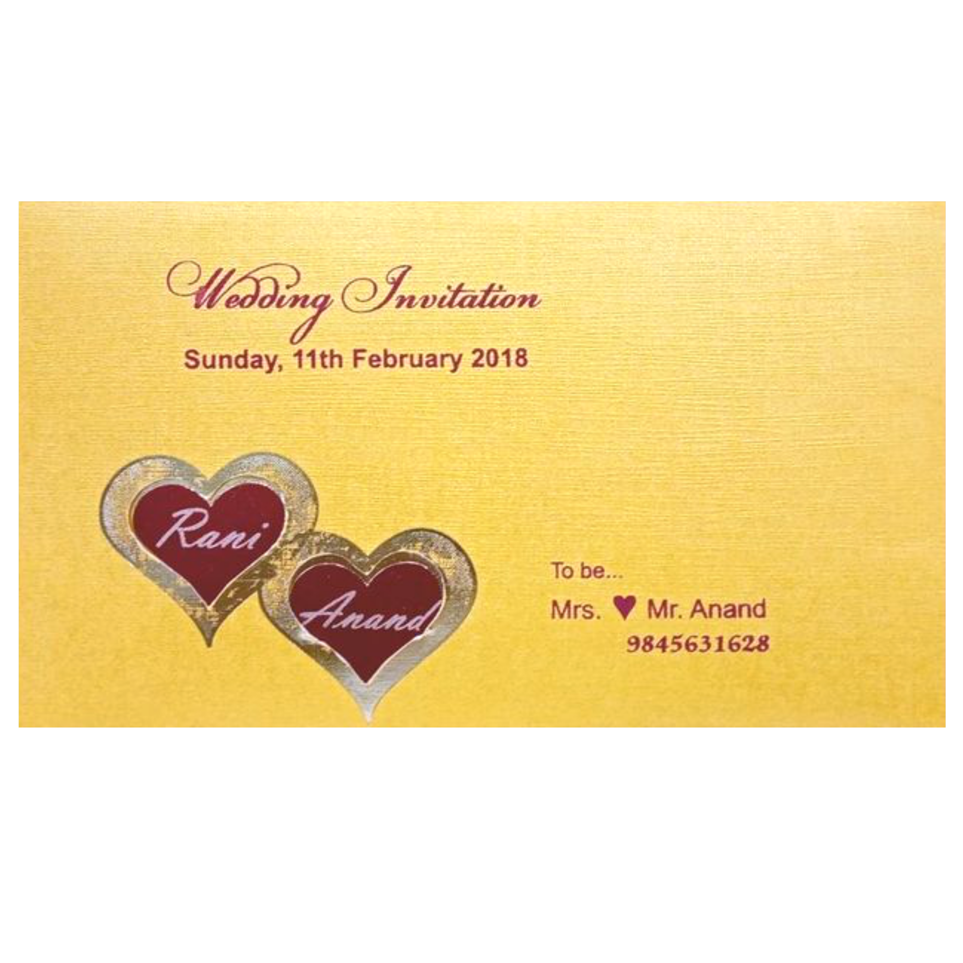Enchanting Maroon Shading With Gold Foiling Personal Wedding Card - KNKSP732