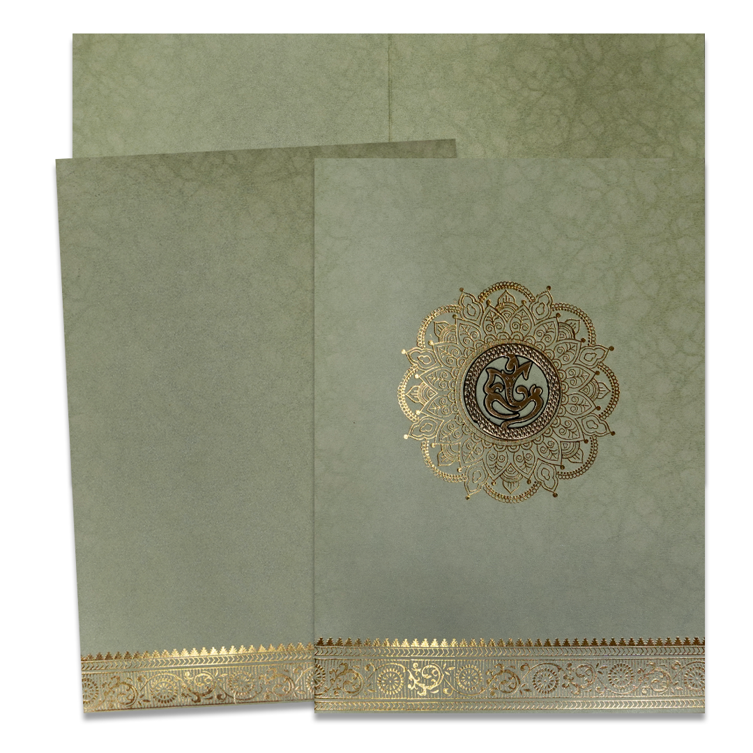 Soft Green Floral Mandala Wedding Card-KNKR026GL