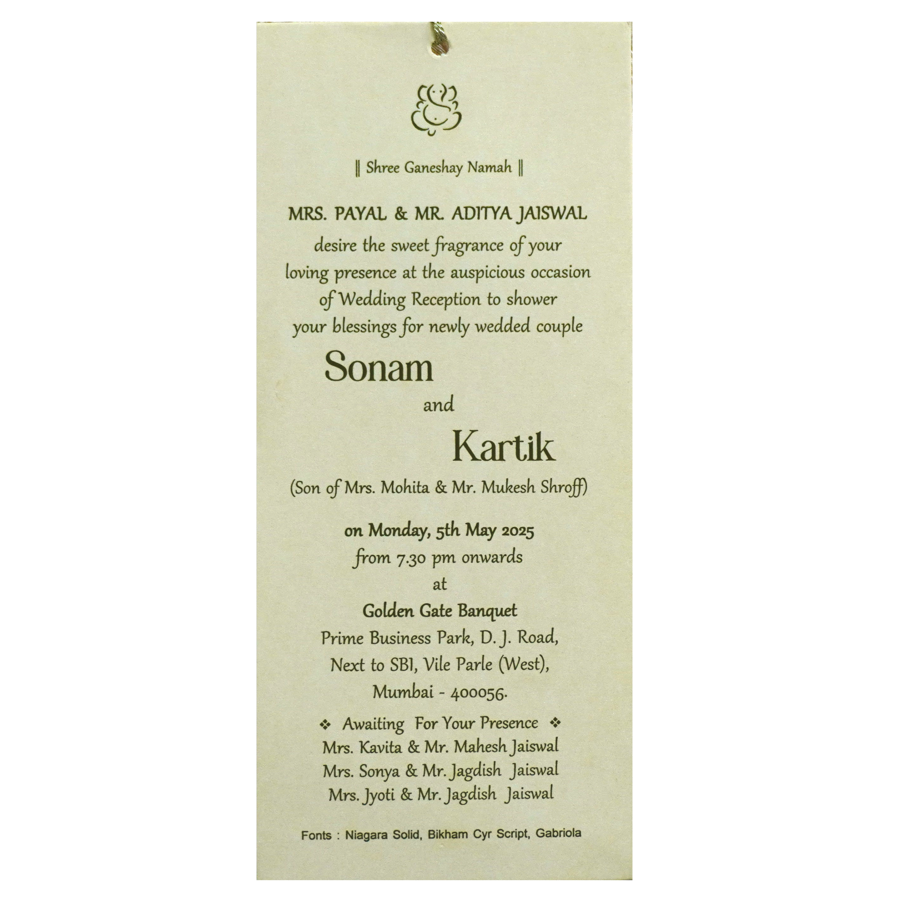 Beige Soft Green Single Invitation-King of Cards
