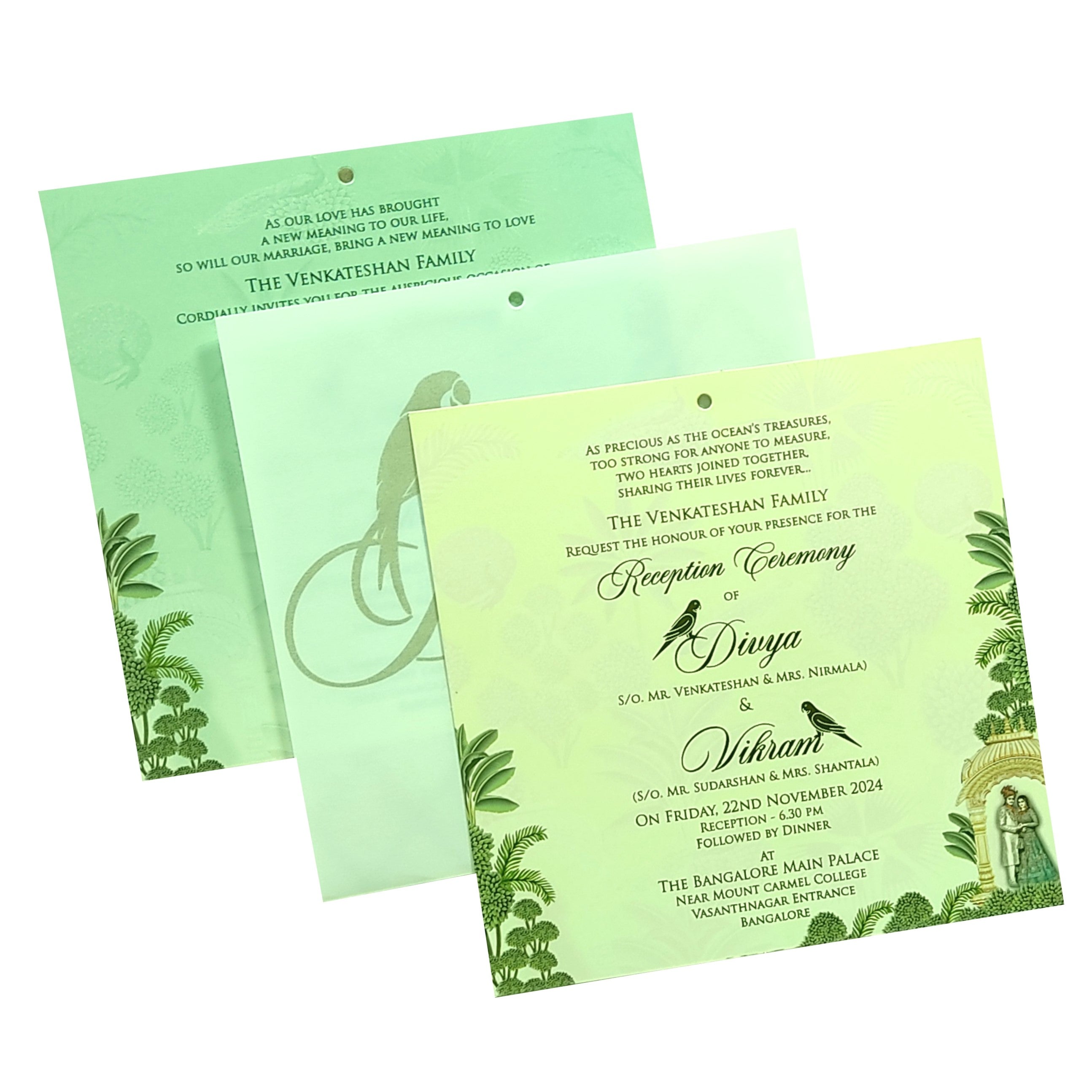 Green Traditional Laser Cut Invitation Card-King of Cards