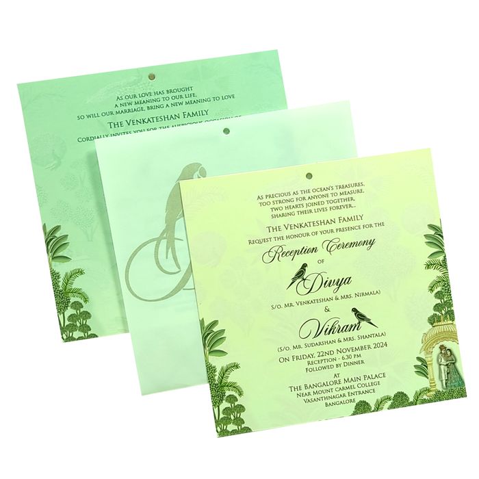 Green Traditional Laser Cut Invitation Card-King of Cards
