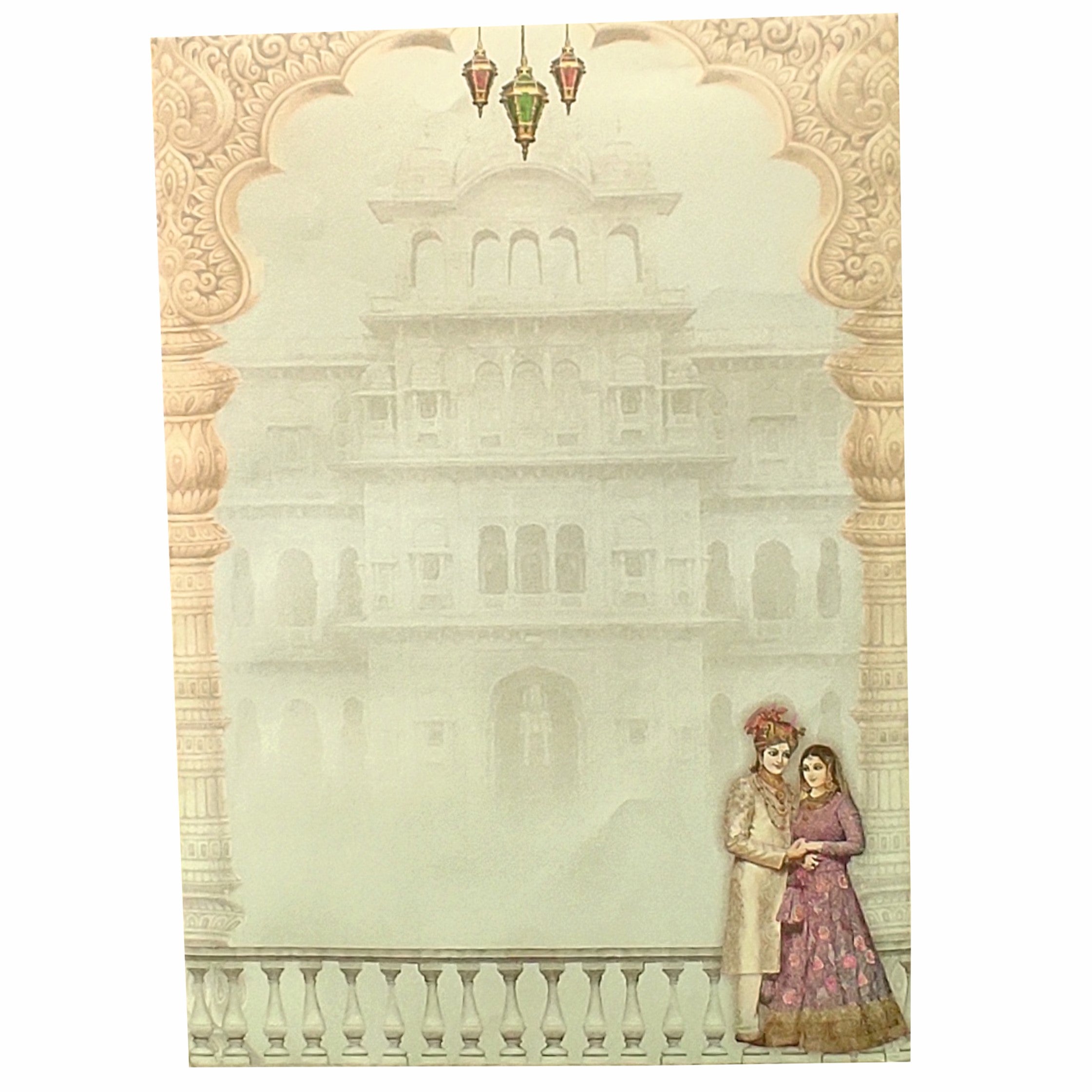 Pastel Traditional Bride Groom Invitation Card-KNPP684B