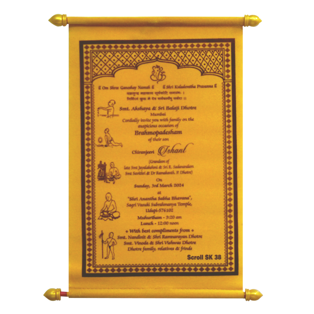 Amber Yellow Velvet Scroll Card-KJTS0038