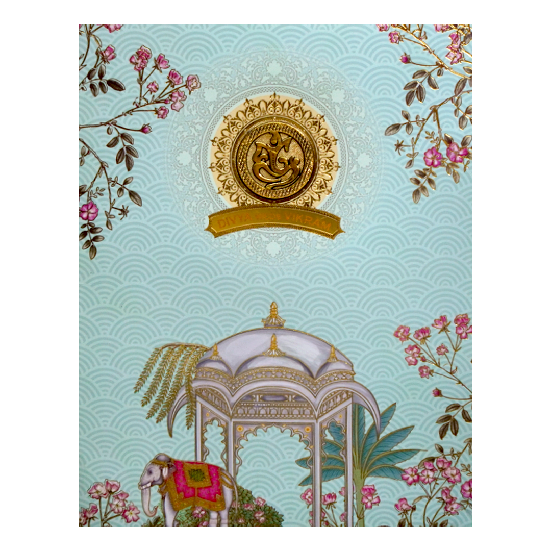 Green Arch Elephant Nameplate Invitation Card-King of Cards