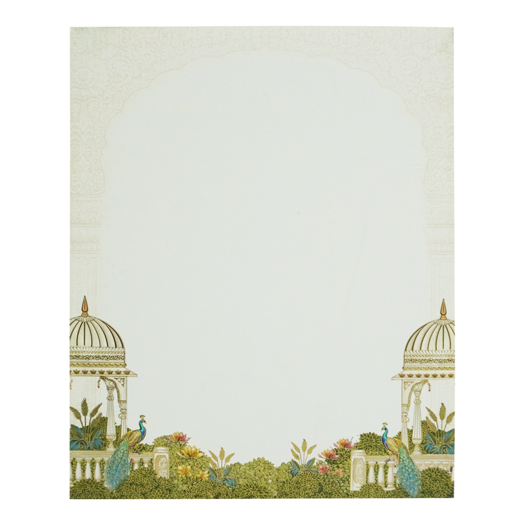 Lime Yellow Peacock Padded Wedding Card-Kac05320