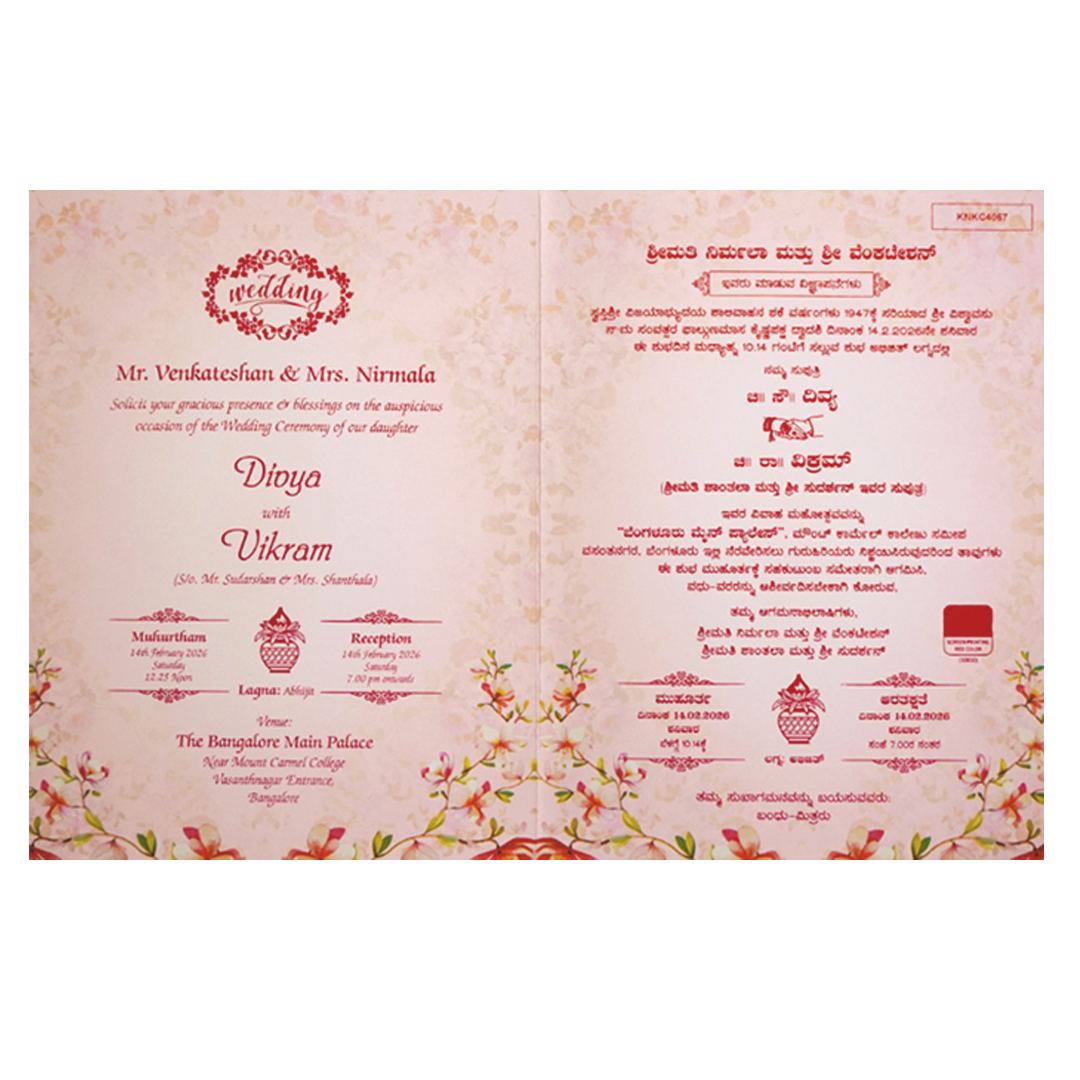 Pink Floral Nameplate Invitation Card-KNKC4067