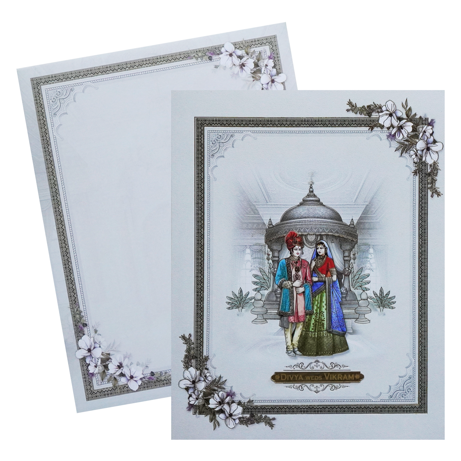 Grey Bride Groom Nameplate Box Wedding Card-King of Cards