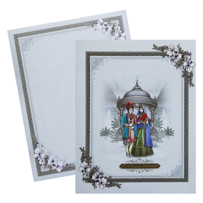 Grey Bride Groom Nameplate Box Wedding Card-King of Cards