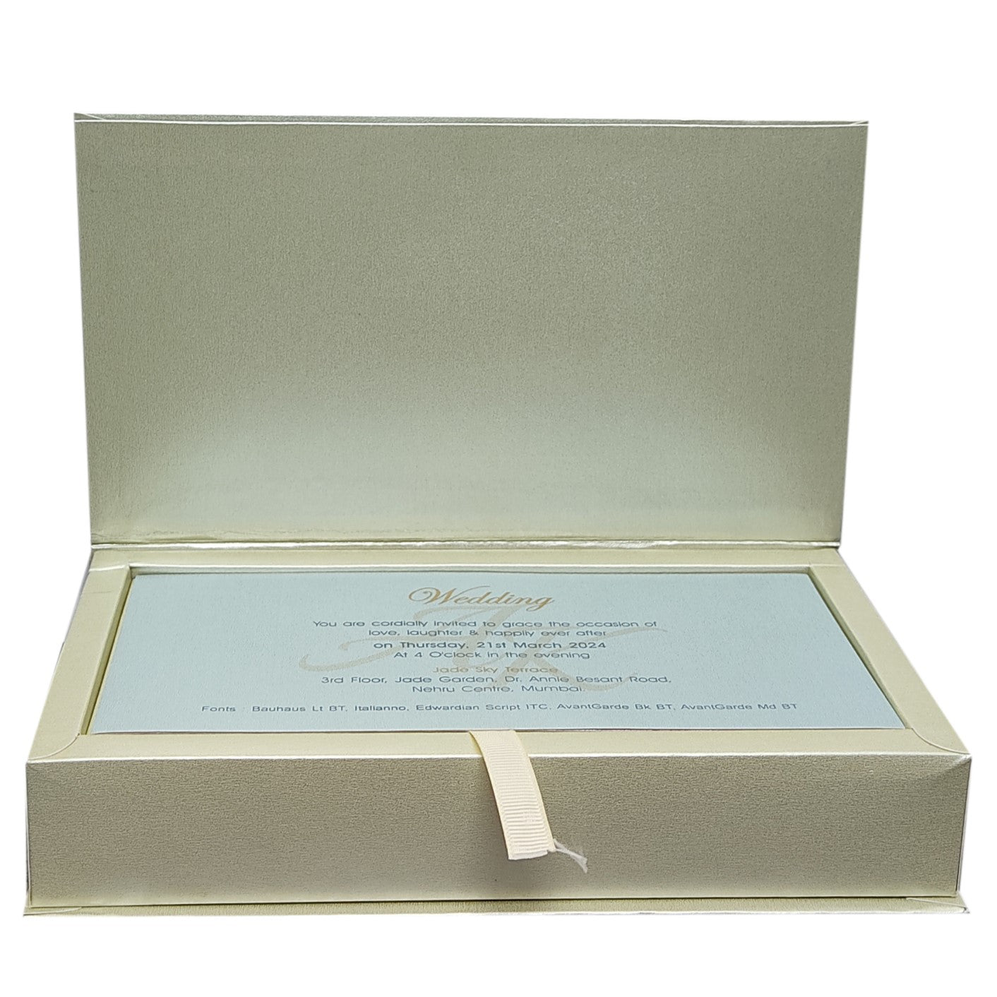 Grey Blue Design Sweet Box Invitation Card-KRC29120