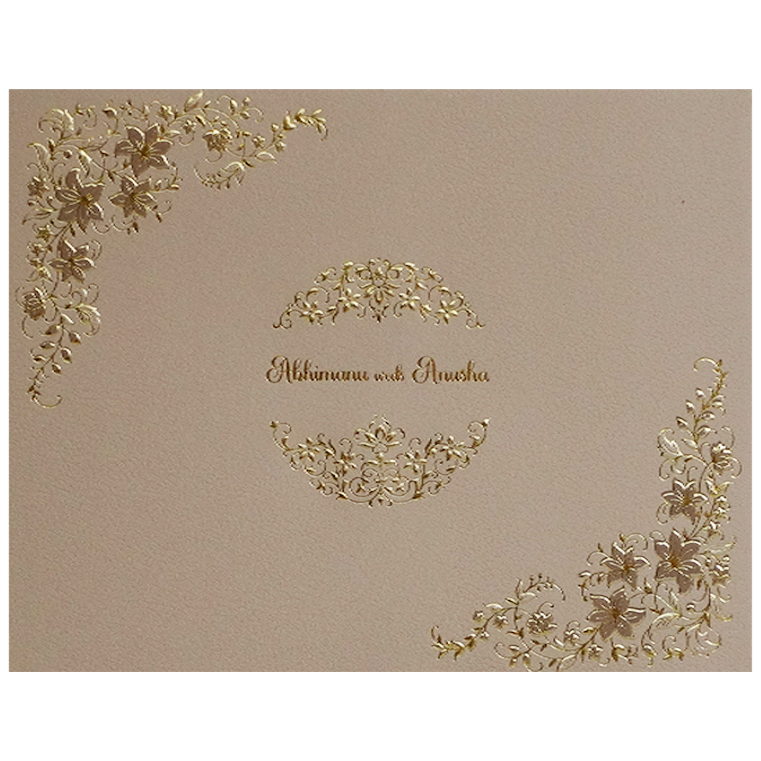 Cream Pink Floral Wedding Card-King of Cards