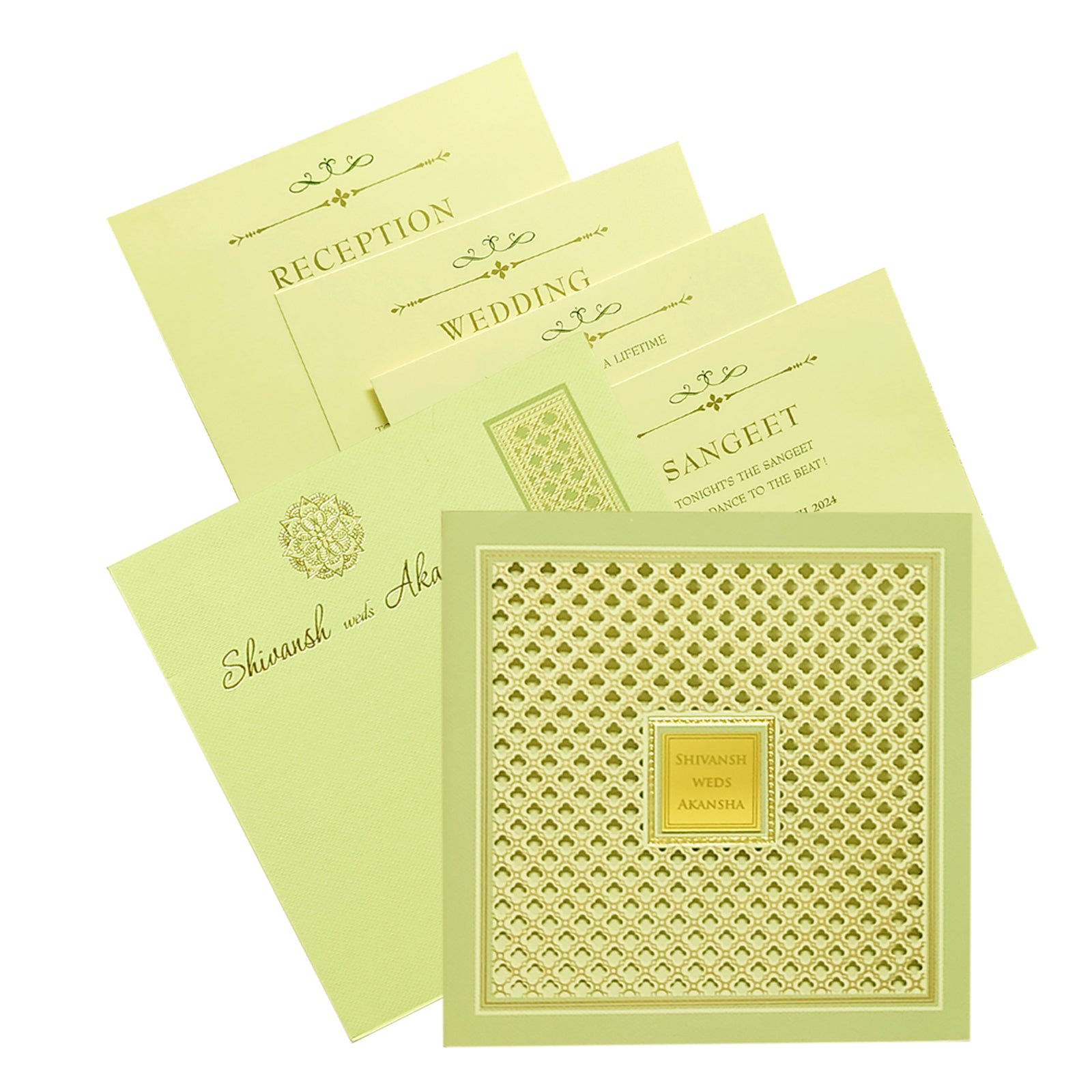 Green Laser Cut Padded invitation Card-KRC29751
