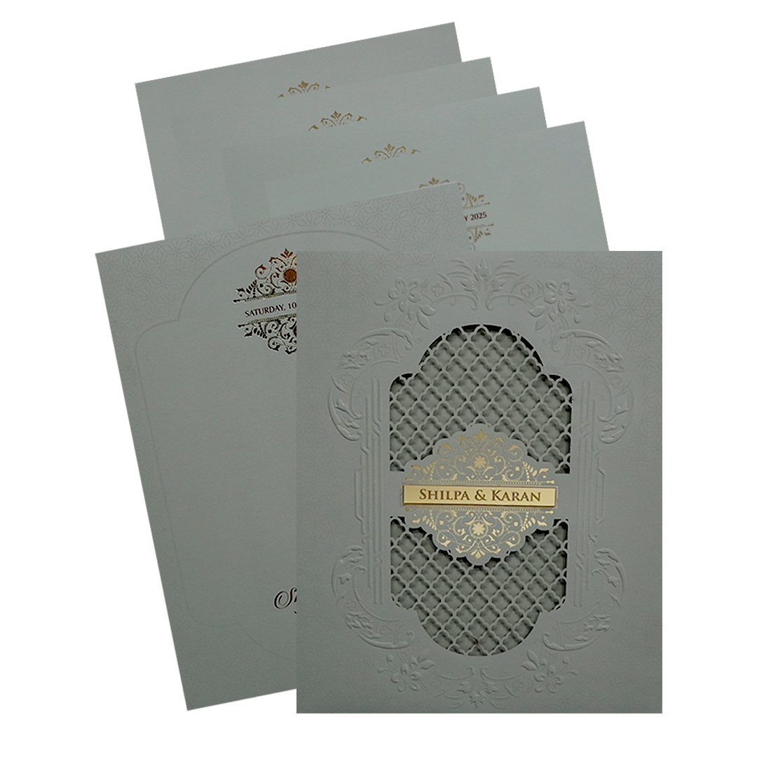 Pink Embossed Wedding Card-KPR09450