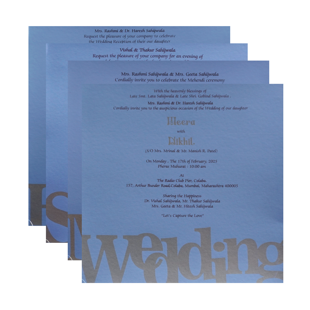 Light Blue MDF Wedding Card-King of Cards