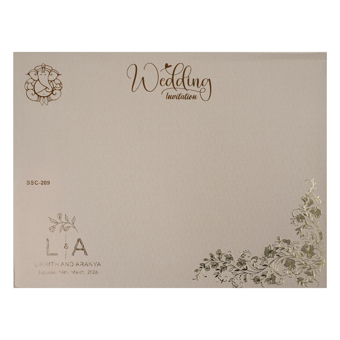 Buy Grey Floral Padded Wedding Card