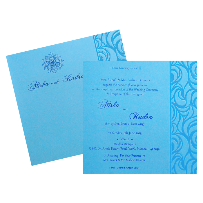 Light French Blue Single Invitation-King of Cards