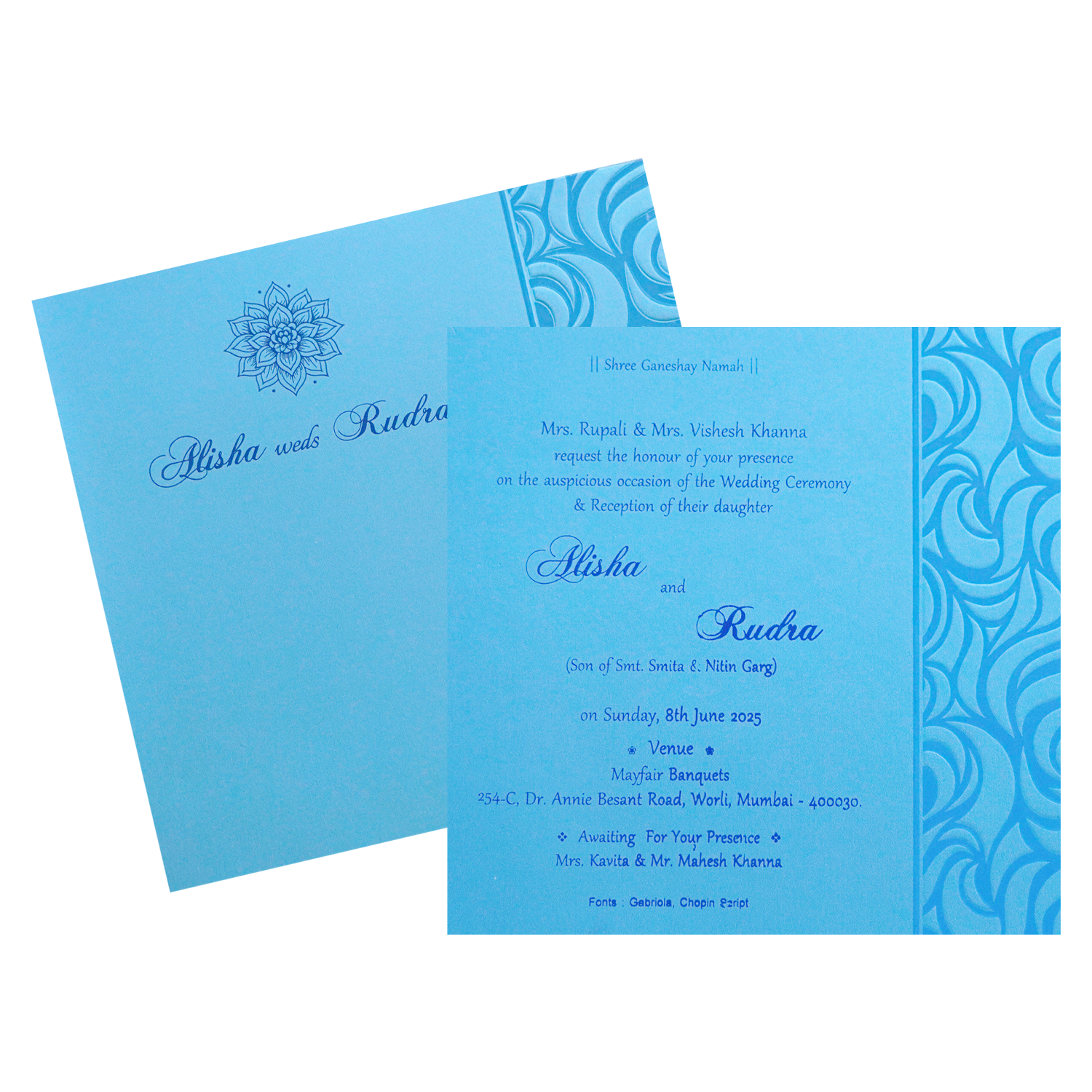Light French Blue Single Invitation-King of Cards