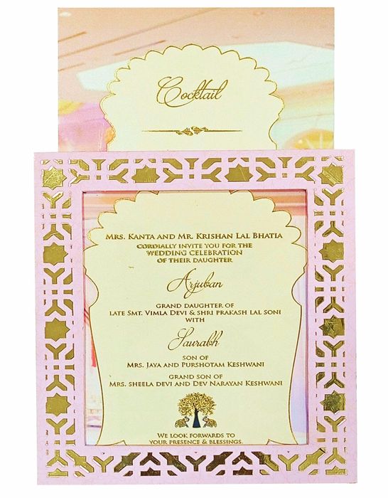 Pink Ultra Premium Floral Box Invitation With Sweets Containers-KNKUP003-King of Cards