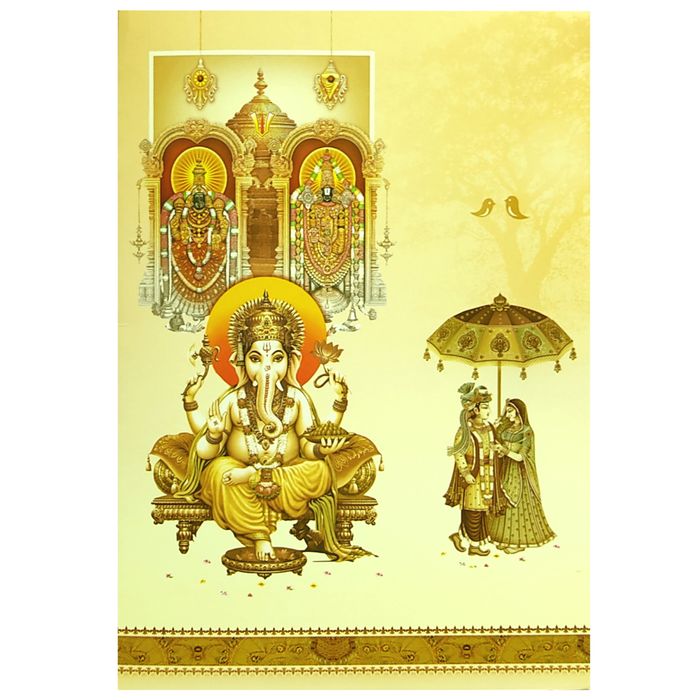Cream Balaji Padmavathi Wedding Card-King of Cards