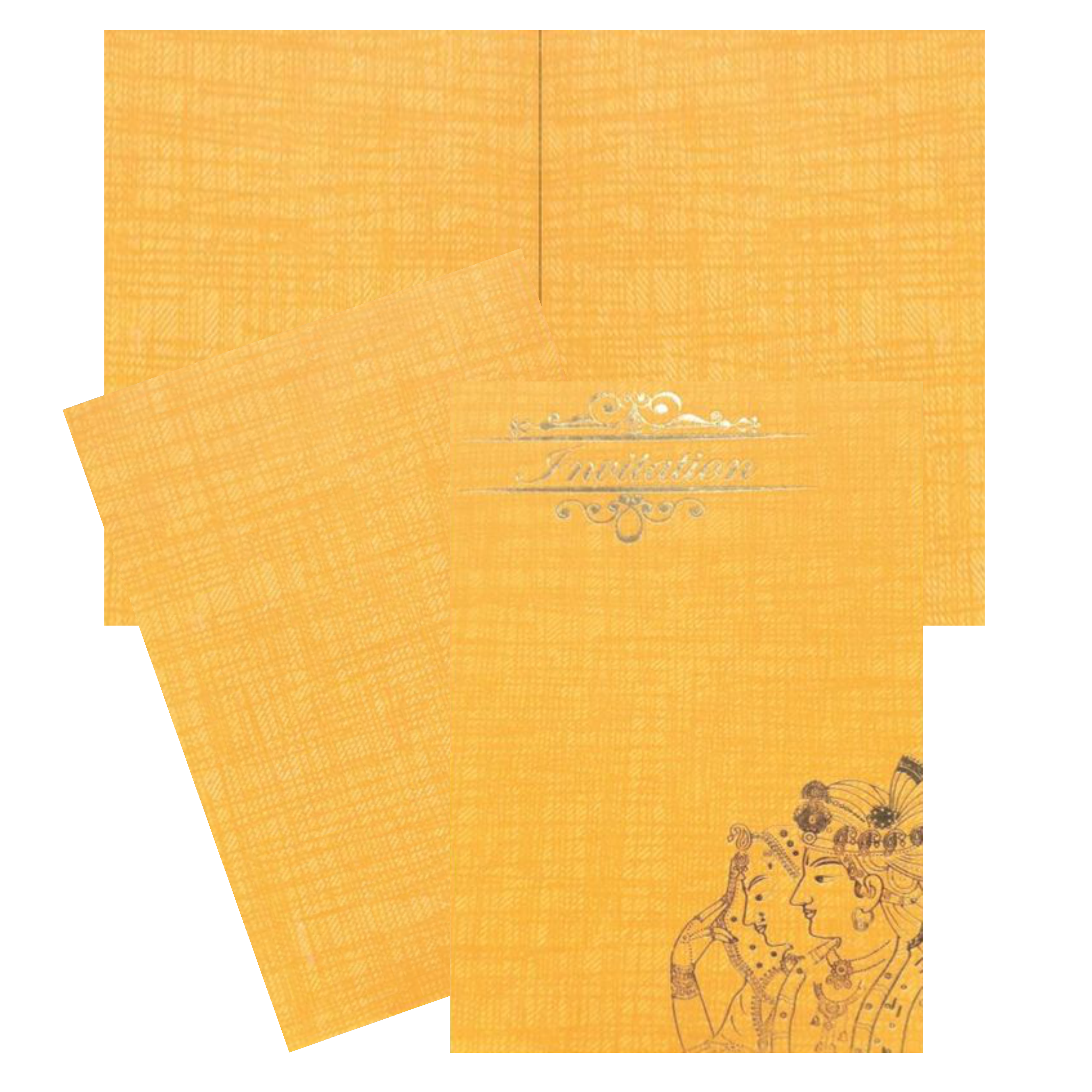 Romantic Orange Shading With Couple Theme Personal Wedding Card - KNKP003O