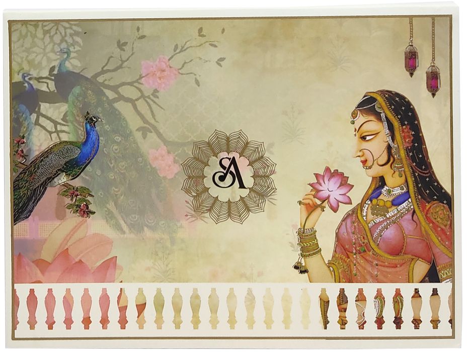 White Peacock Traditional Wedding Card-King of Cards