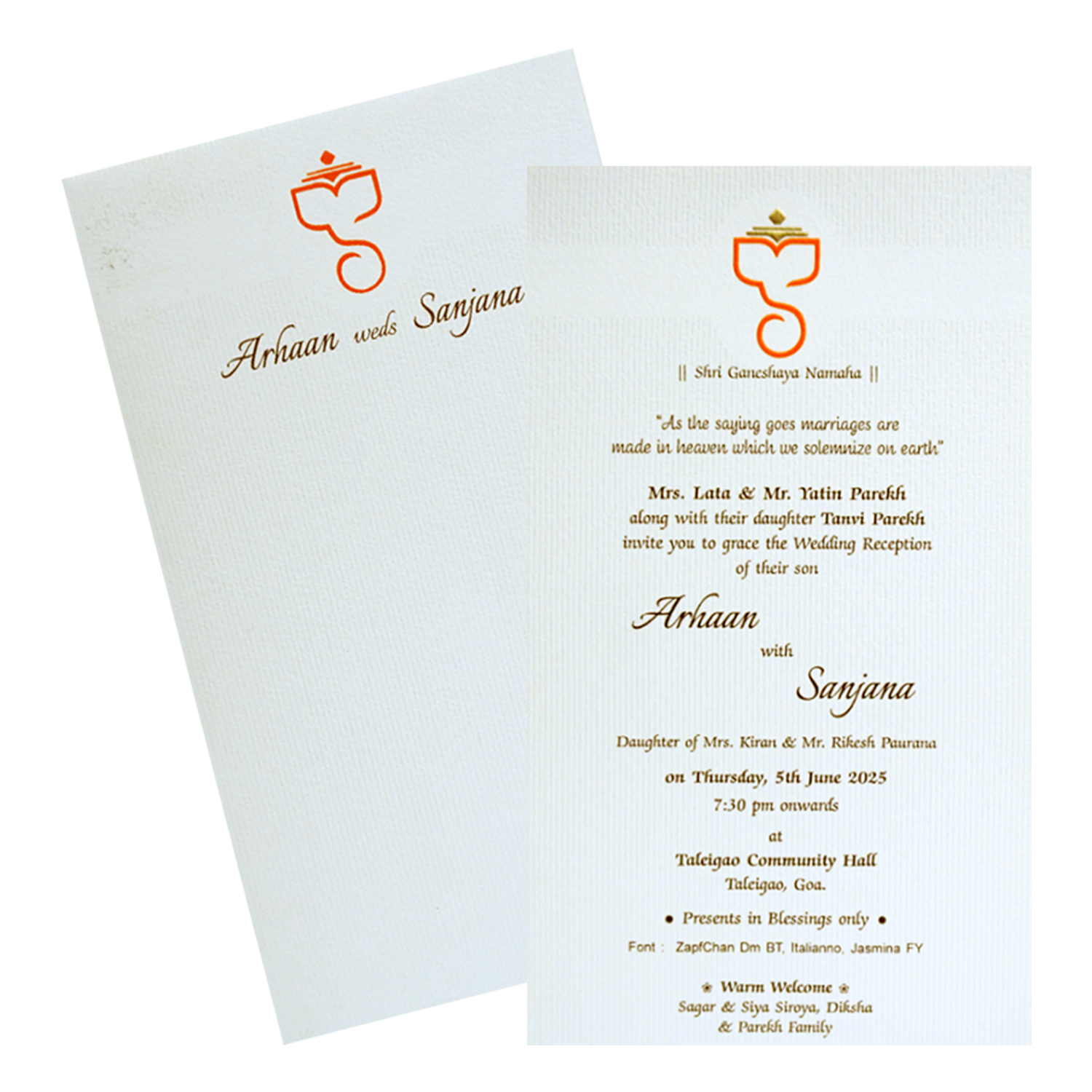 White Textured Ganesha Single Card-King of Cards