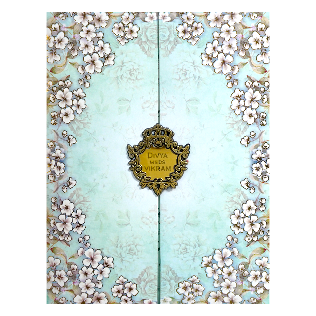 Pastel Green Floral Arch Invitation Card-KNKC4072