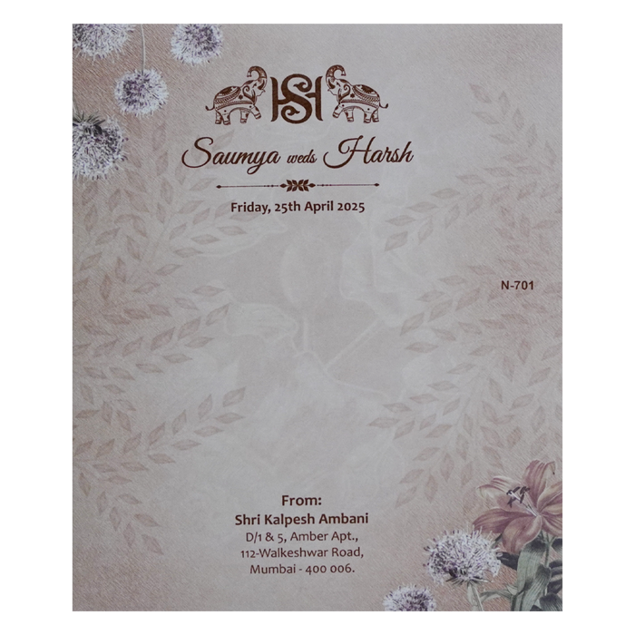 Light Rosy Brown Floral Invitation Card-King of Cards