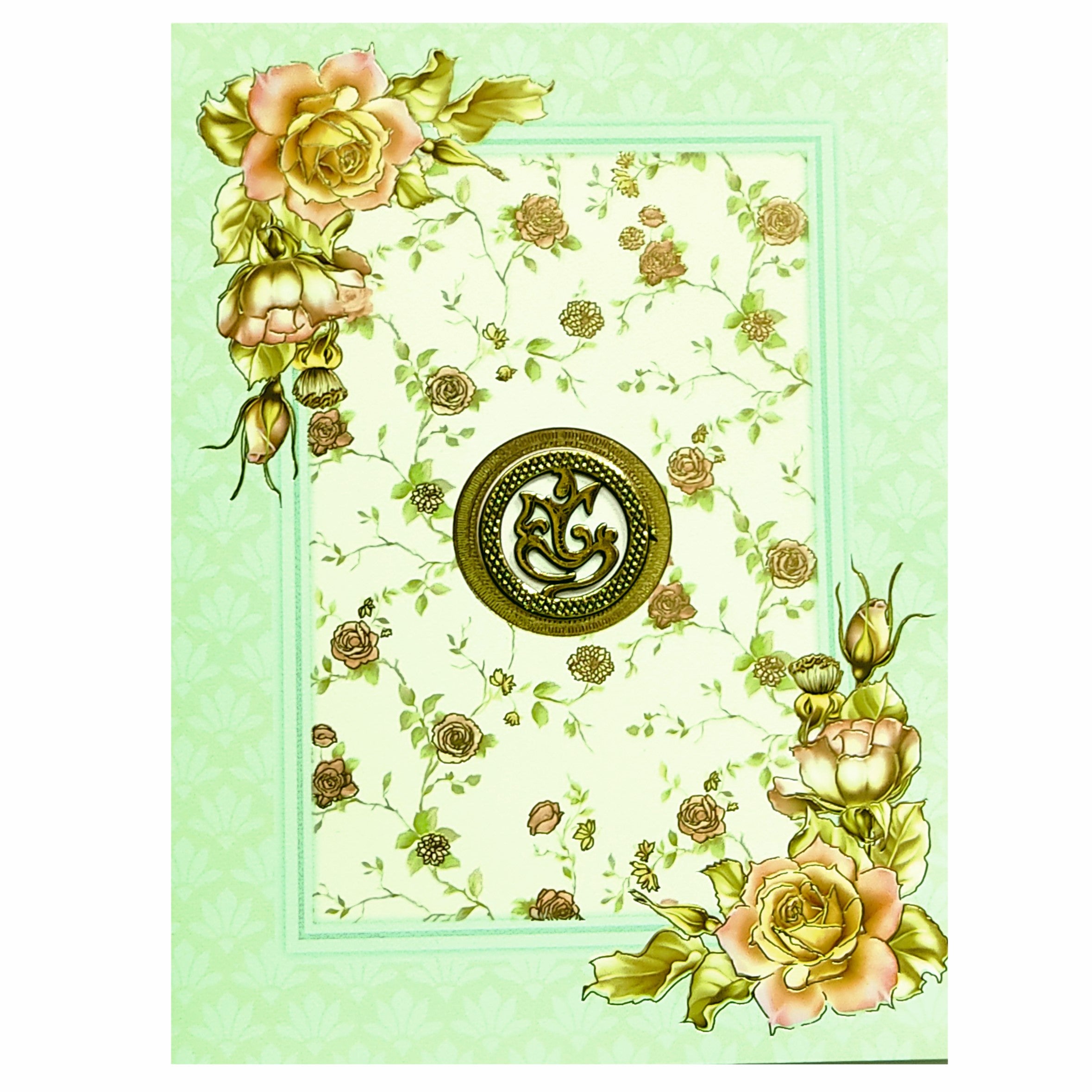 Pista Green Floral Ganesha Invitation Card-King of Cards