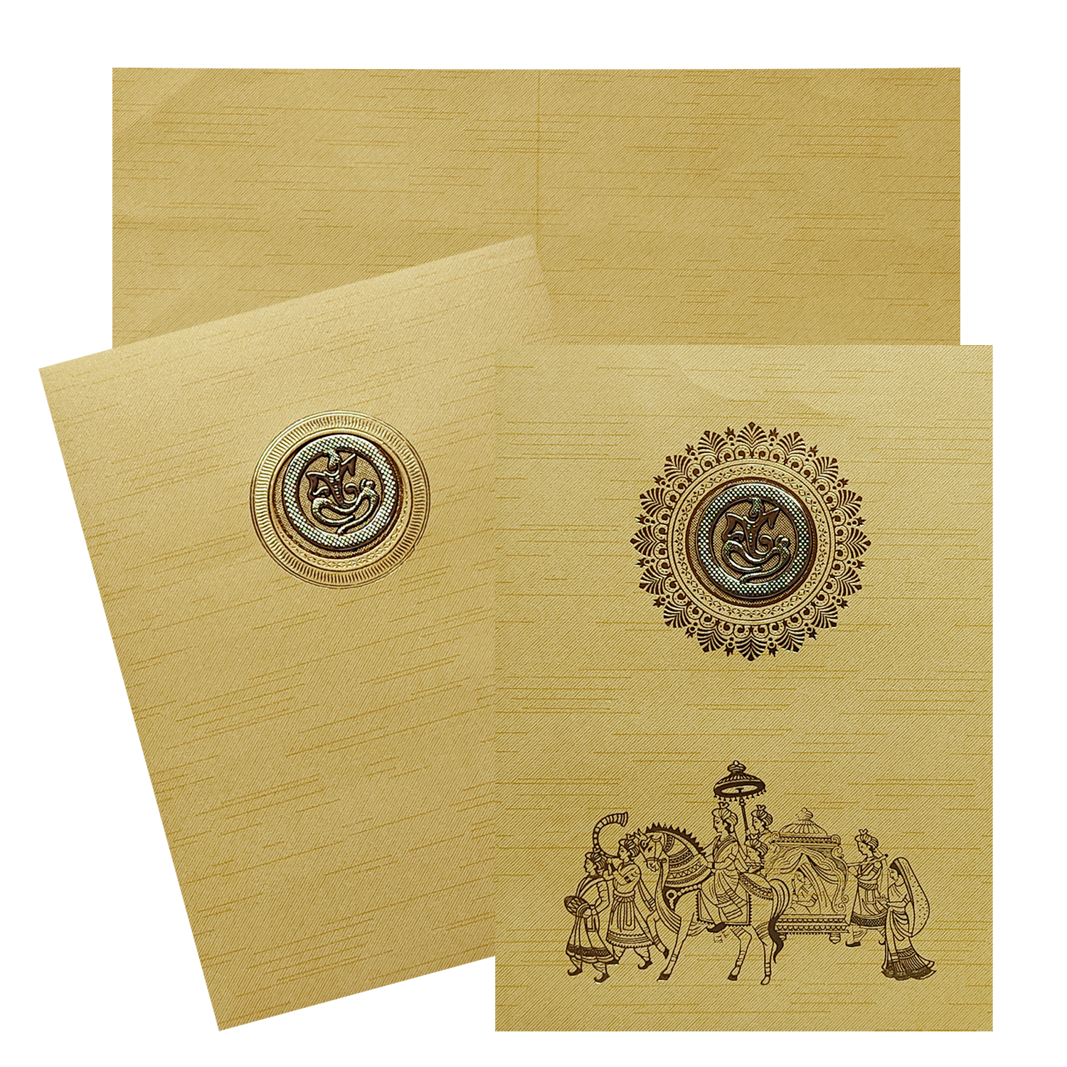 Cream Ganesha Cut Marriage Card-King of Cards