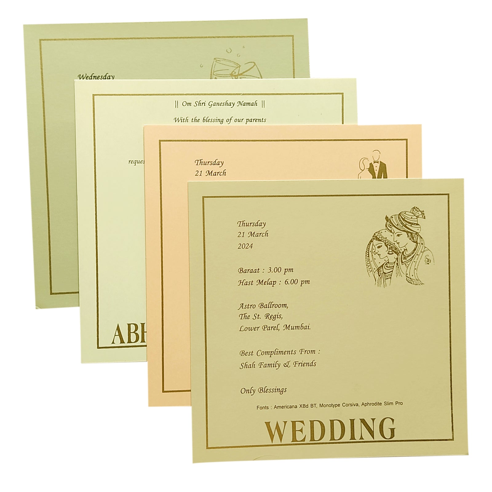 Cream Padded Nameplate Invitation Card-King of Cards