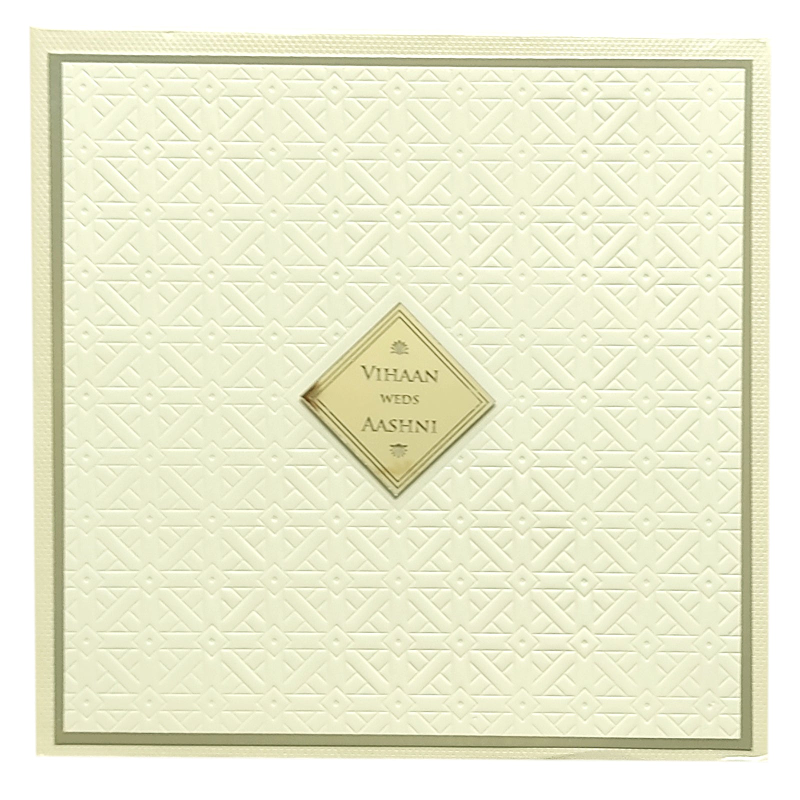 White Embossed Padded Invitation Card-King of Cards