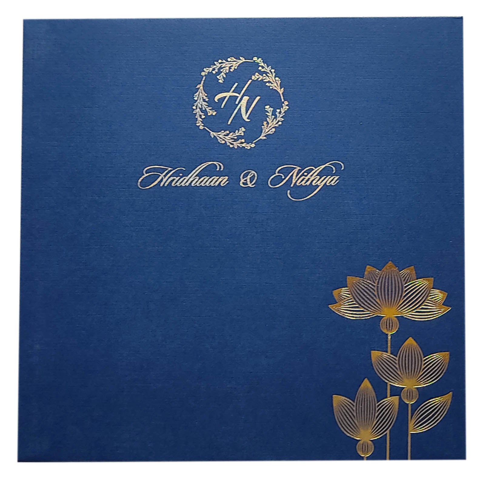 Blue Floral Single Sheet Invitation Card-King of Cards