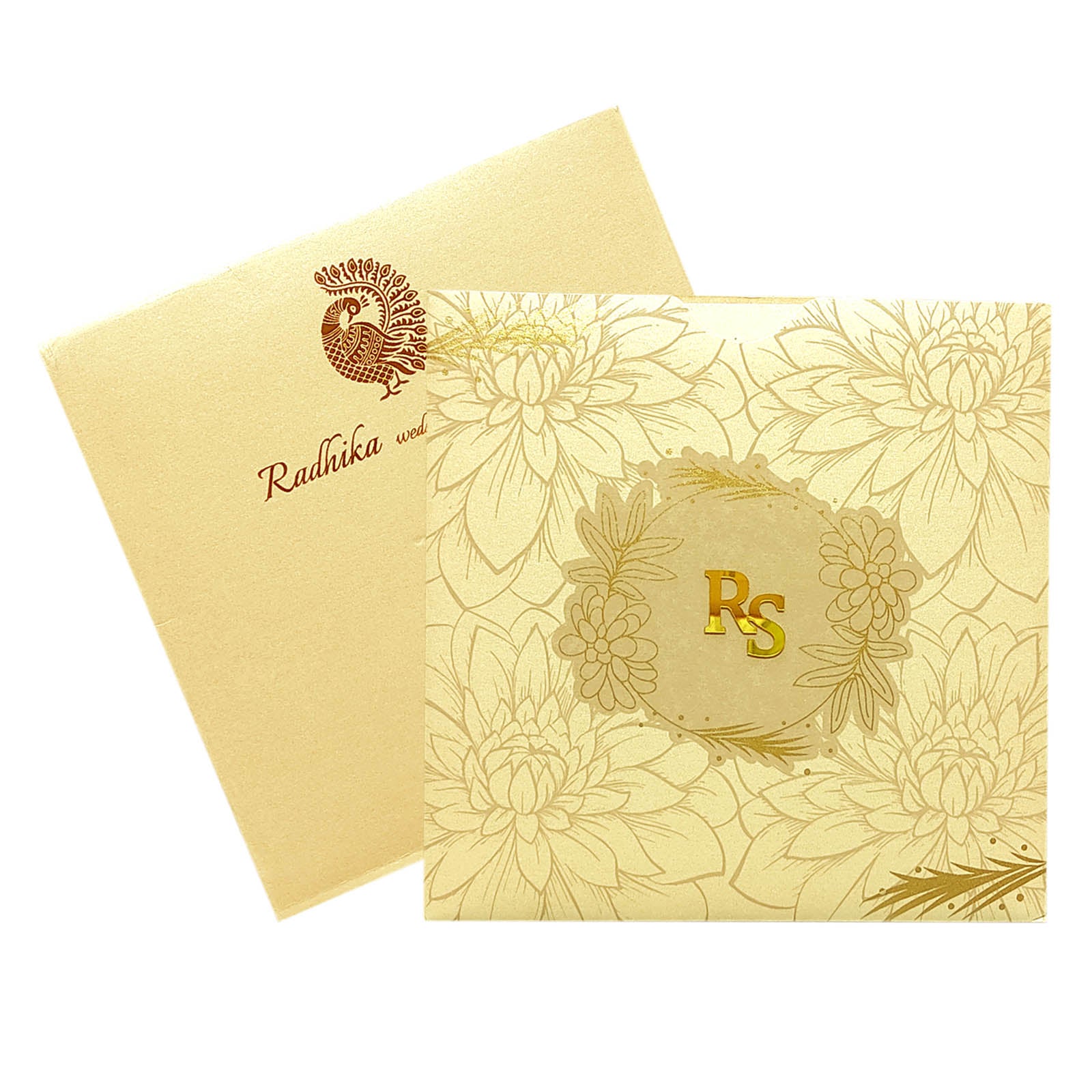 Cream Floral Nameplate Invitation Card-KRC29502