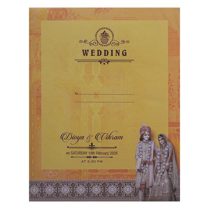 Orange Bride Groom Invitation Card-King of Cards