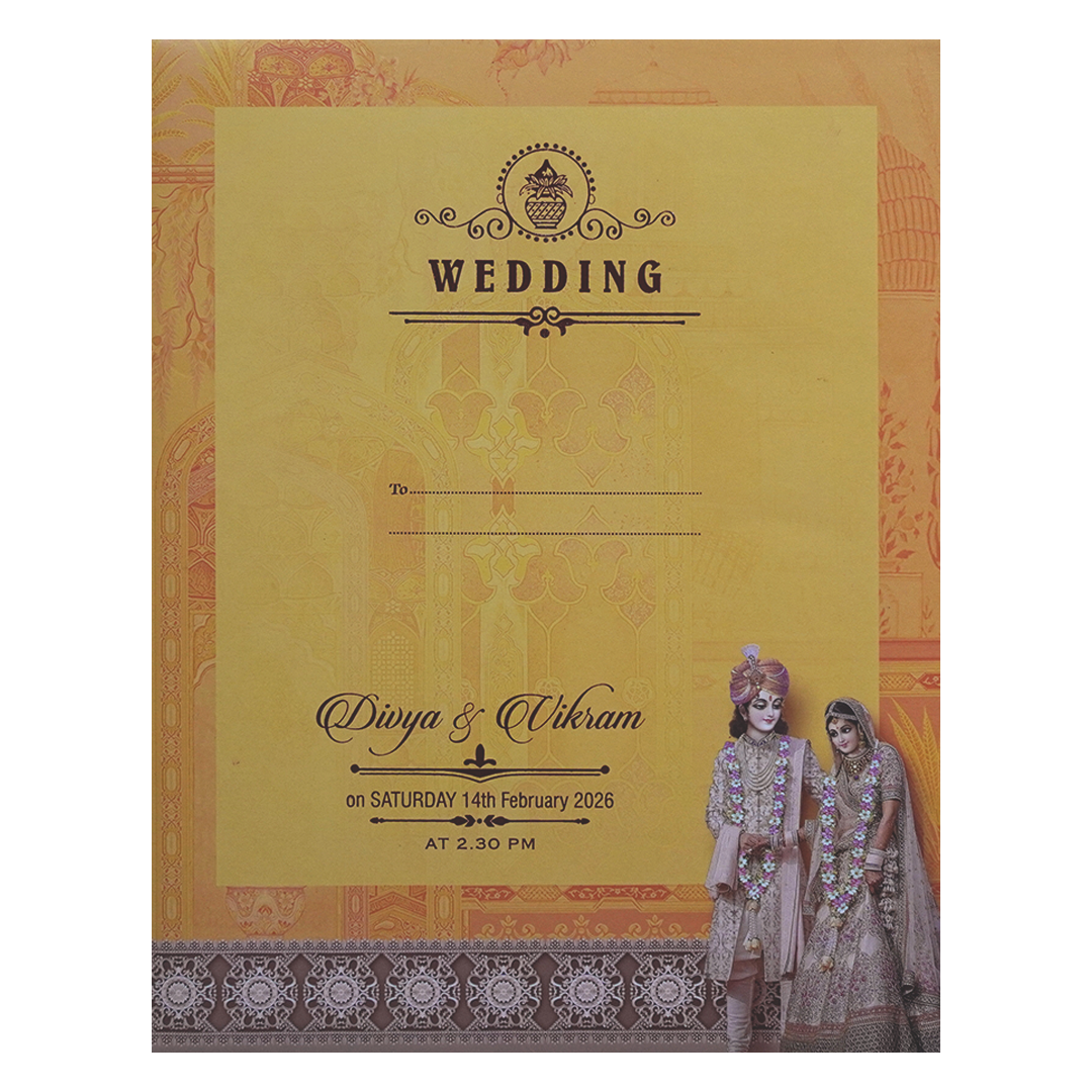 Orange Bride Groom Invitation Card-King of Cards