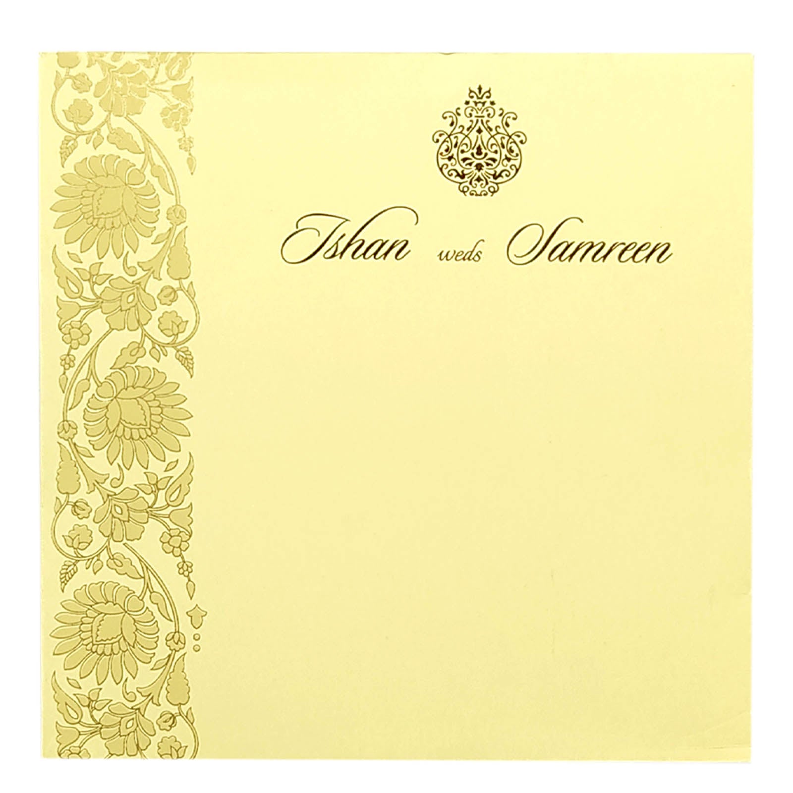 Cream Floral Nameplate Invitation Card-KRC28650