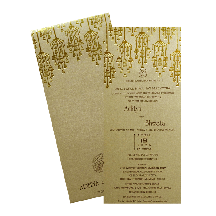 Metallic Light Brown Single Invitation-King of Cards