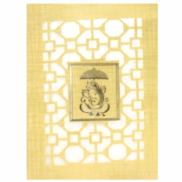 Brown Laser Cut Card With Ganesha under the Umbrella-KNCPC442-King of Cards