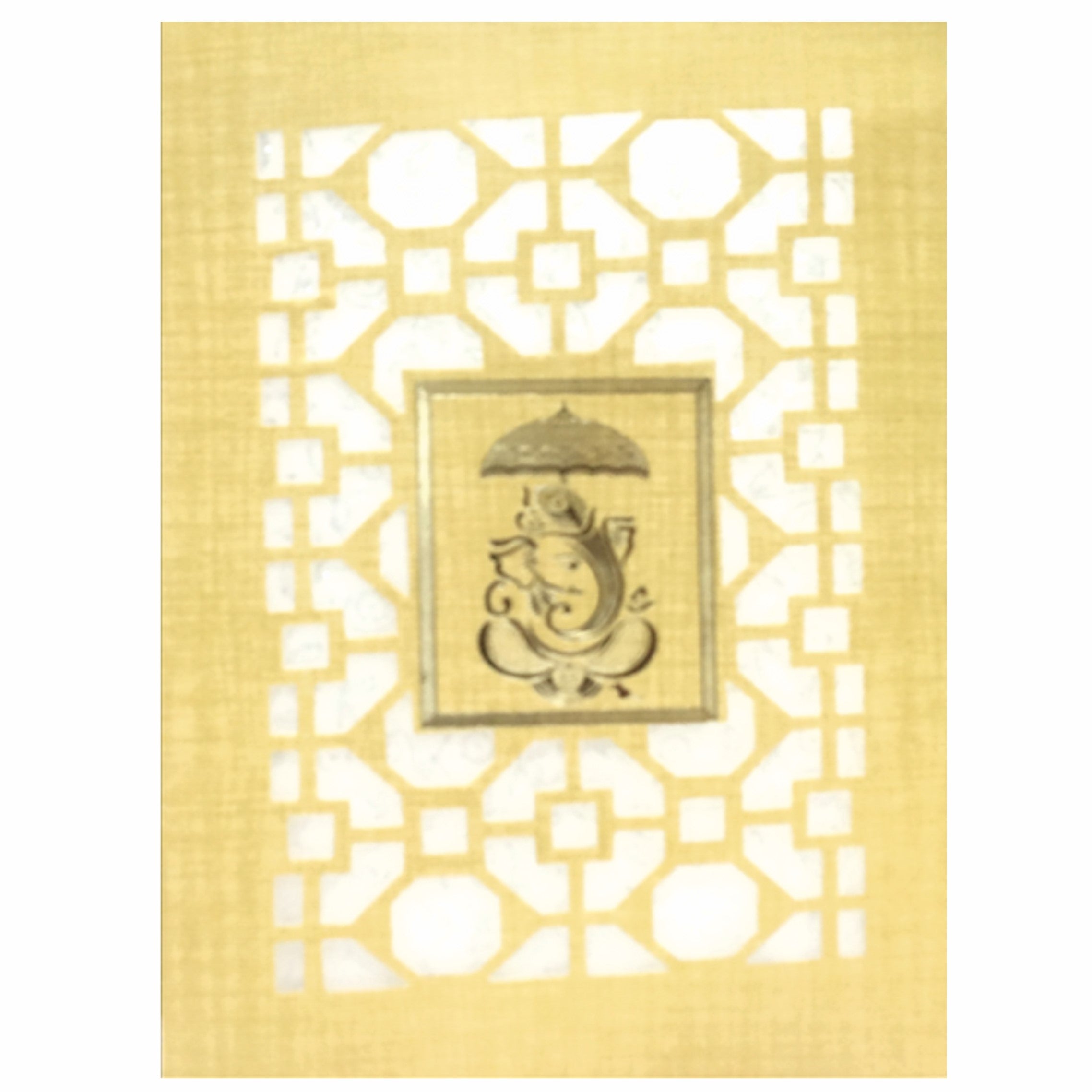 Brown Laser Cut Card With Ganesha under the Umbrella-KNCPC442-King of Cards
