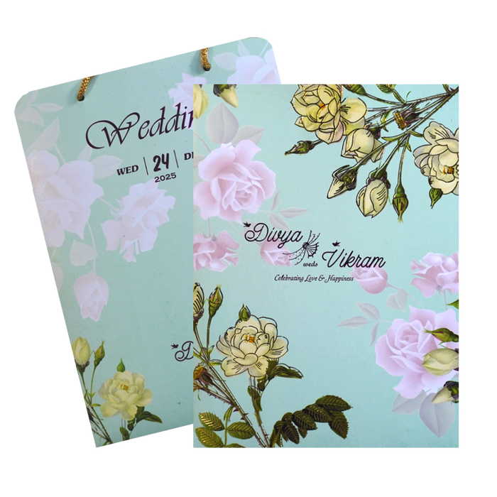 Green Classic Pastel Multicolour Floral Offset Print Design-KNCA206G-King of Cards